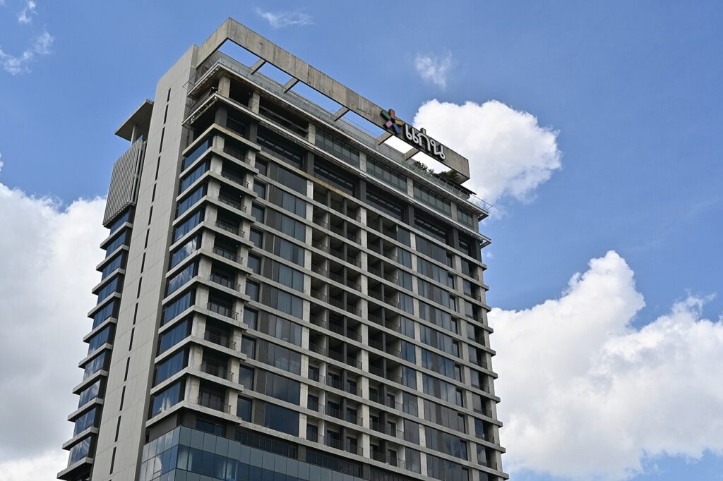 Modern high-rise office building facade